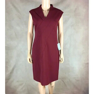 SPENSE Dark Red Cap Sleeve Structured Sheath Dress NWT 8